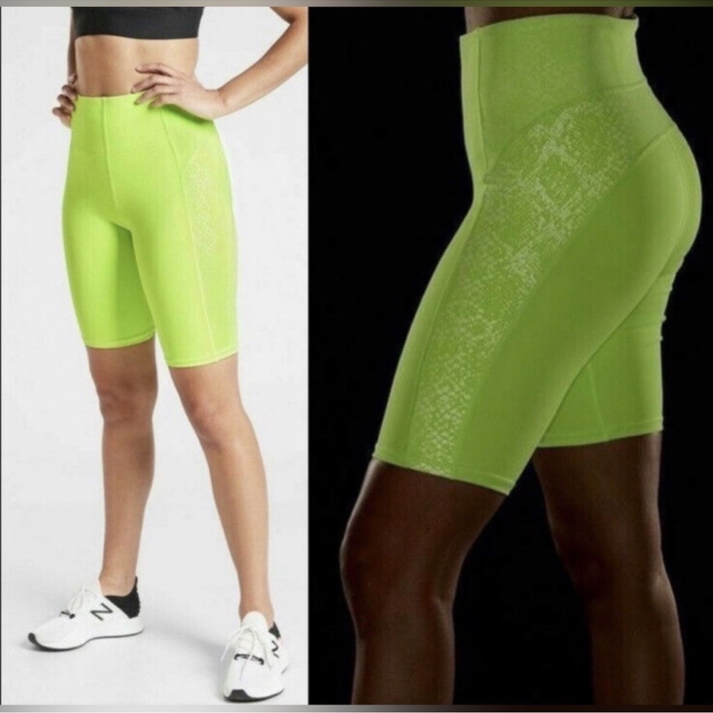 Athleta Stay Fly 9" Bike Short Neon Yellow Womens XS NWOT